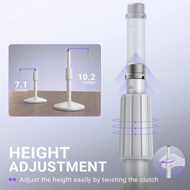 Alt view image 3 of 7 - FIFINE BS2W Height-Adjustable Desktop Microphone Stand for Podcast | Tabletop Stand, Weighted Slope-base, 3/8'' to 5/8'' Screw Adapter, for Podcast Streaming Gaming