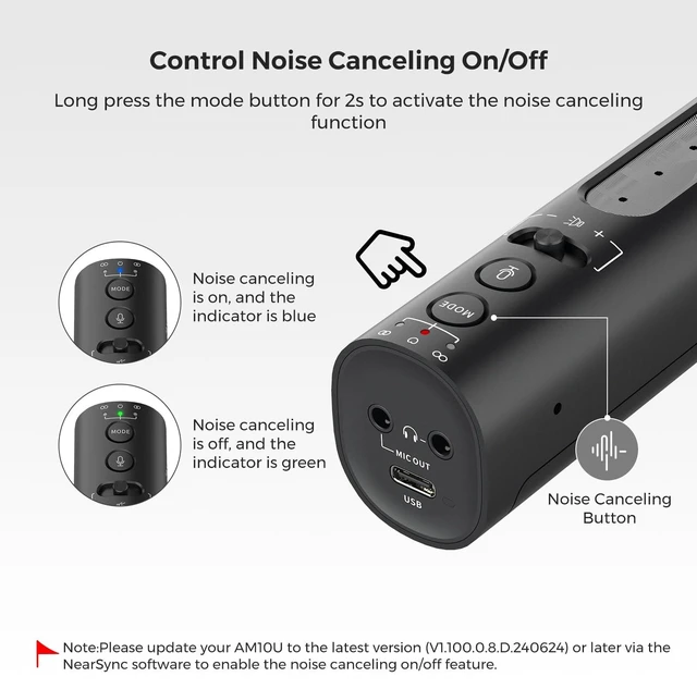 Alt view image 3 of 7 - NearStream USB Condenser Microphone for PC/Camera (AM10U) | Podcast Mic for Stream/Record, Desktop Mic with 8 Mic Array, Noise Canceling, 3 Polar Patterns, Volume Control, Monitoring