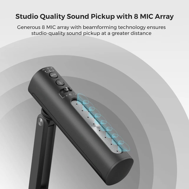 Alt view image 2 of 7 - NearStream USB Condenser Microphone for PC/Camera (AM10U) | Podcast Mic for Stream/Record, Desktop Mic with 8 Mic Array, Noise Canceling, 3 Polar Patterns, Volume Control, Monitoring