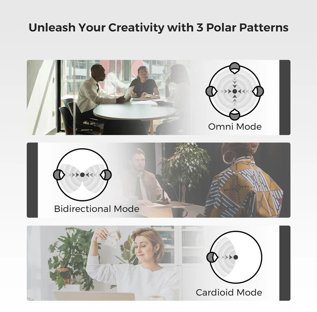 Alt view image 5 of 7 - NearStream USB Condenser Microphone for PC/Camera (AM10U) | Podcast Mic for Stream/Record, Desktop Mic with 8 Mic Array, Noise Canceling, 3 Polar Patterns, Volume Control, Monitoring