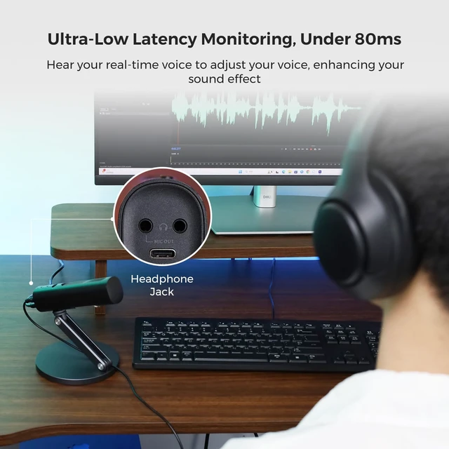 Alt view image 6 of 7 - NearStream USB Condenser Microphone for PC/Camera (AM10U) | Podcast Mic for Stream/Record, Desktop Mic with 8 Mic Array, Noise Canceling, 3 Polar Patterns, Volume Control, Monitoring