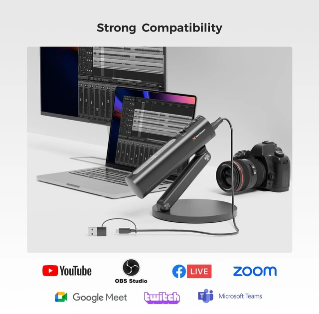 Alt view image 7 of 7 - NearStream USB Condenser Microphone for PC/Camera (AM10U) | Podcast Mic for Stream/Record, Desktop Mic with 8 Mic Array, Noise Canceling, 3 Polar Patterns, Volume Control, Monitoring
