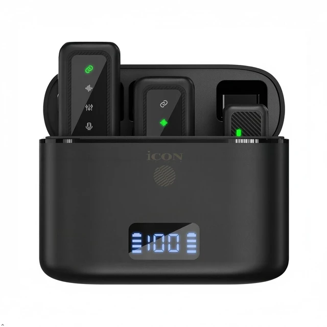 Main image of iCON AirMic 3 Wireless Lavalier Microphone with Charging Case for Phone | Wireless Lavalier Microphone, Dual Transmitters, Charging Case, for Phone Camera PC Vlogging & Interview.
