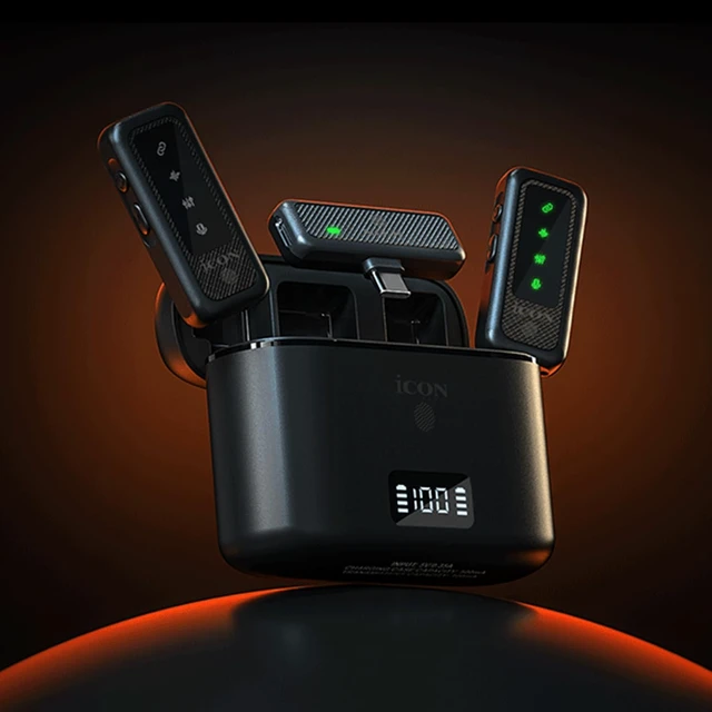 Alt view image 3 of 7 - iCON AirMic 3 Wireless Lavalier Microphone with Charging Case for Phone | Wireless Lavalier Microphone, Dual Transmitters, Charging Case, for Phone Camera PC Vlogging & Interview.