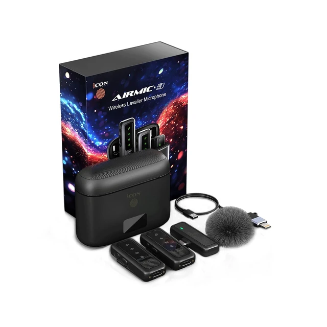 Alt view image 7 of 7 - iCON AirMic 3 Wireless Lavalier Microphone with Charging Case for Phone | Wireless Lavalier Microphone, Dual Transmitters, Charging Case, for Phone Camera PC Vlogging & Interview.