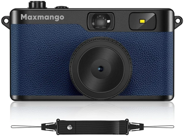 Main image of Maxmango D53 Vintage Digital Camera - Retro Digital Camera 12MP Screenless Vintage Camera Disposable Camera Replacement Includes 8GB SD Card Blue