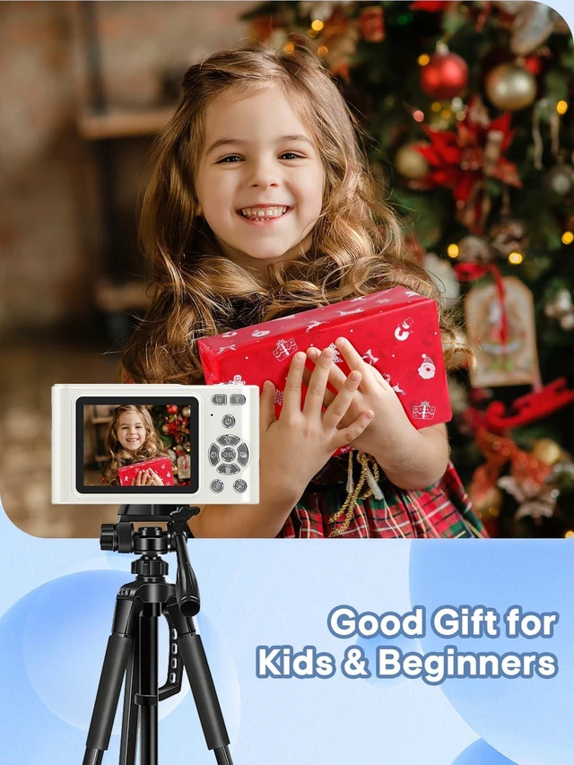 Alt view image 6 of 6 - Digital Camera, 44MP Full HD 1080P Point and Shoot Camera with 64GB Card, Anti Shake 16X Zoom Compact Volg Cameras, Portable Small Camara Gift for Kids, Ages Teen Girl Boy - White