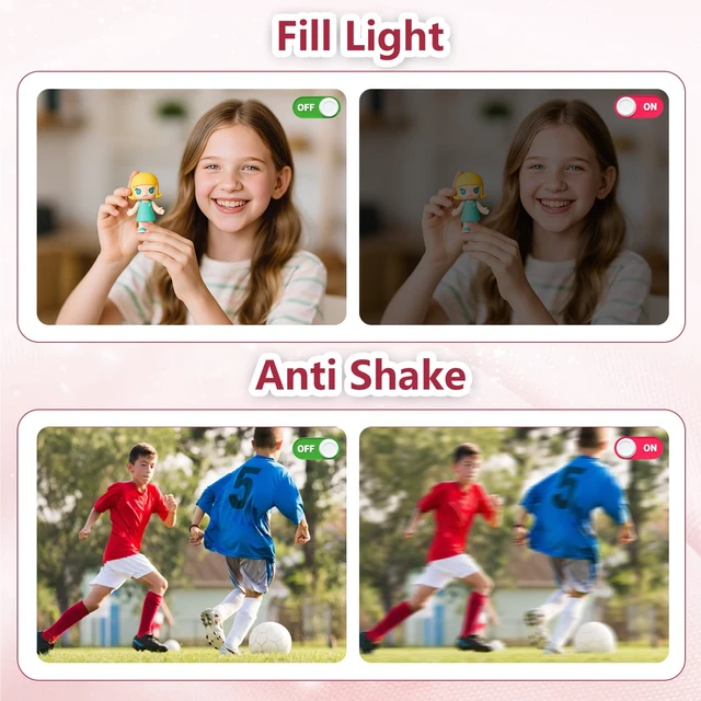 Alt view image 7 of 7 - Digital Camera Latest 4K Autofocus Camera, 64MP 2.8" Large FHD Screen, 64GB Card, 16X Zoom, Anti-Shake, Compact Portable Point and Shoot Camera for Kids Teens Beginners, Birthday Gift-Pink