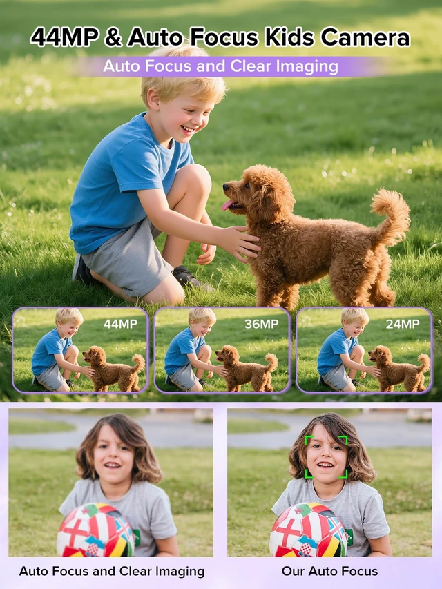 Alt view image 2 of 7 - Digital Camera, 44MP Full HD 1080P Point and Shoot Camera with 64GB Card, Anti Shake 16X Zoom Compact Volg Cameras, Portable Small Digicam Gift for Kids, Ages Teen Girl Boy - Purple