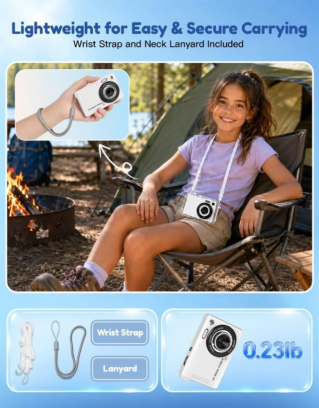 Alt view image 5 of 7 - MOMILLA Kids Camera with Waterproof Case, 4K Vlogging Digital Camera | 16X Zoom Autofocus, 50MP Underwater Toddler Camera for Travel, Swimming, Outdoor, Birthday Gifts for 5-16 Year Old Boys Girls