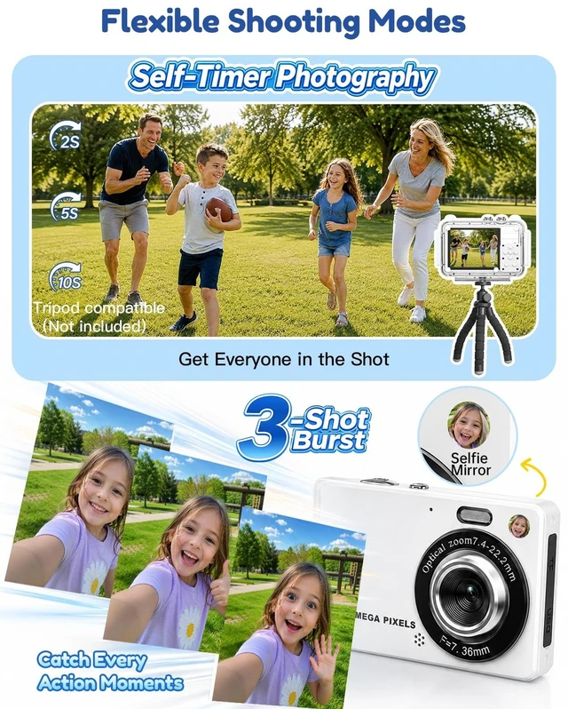 Alt view image 6 of 7 - MOMILLA Kids Camera with Waterproof Case, 4K Vlogging Digital Camera | 16X Zoom Autofocus, 50MP Underwater Toddler Camera for Travel, Swimming, Outdoor, Birthday Gifts for 5-16 Year Old Boys Girls