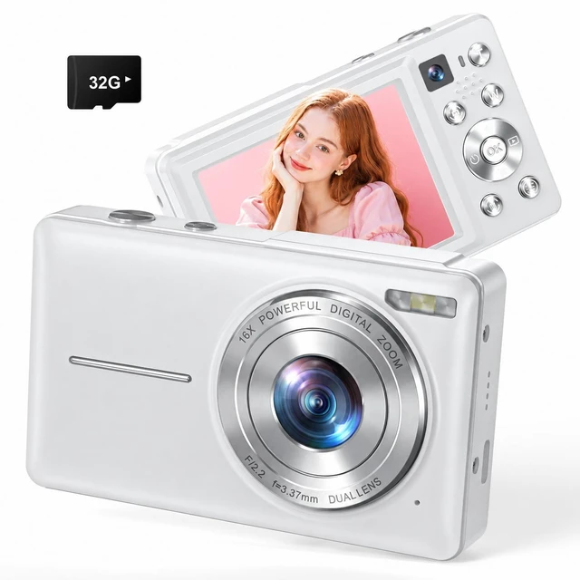 Main image of 4K Digital Camera 64MP Autofocus for Selfies and Vlogging Point and Shoot | 2026 New Compact Camera with 16X Zoom Anti Shake Built In Flash 32GB Card and 2 Batteries Ideal Gift for Teens and Beginners