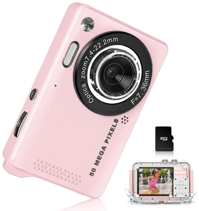Main image of Digital Camera,4K Vlogging Underwater Camera,50MP Kids Camera Teens | 4K Digital Camera w/ Waterproof Case, 32 Filters 16X Zoom, Kids Toys for Travel, Christmas Gift for 5-16 Year Old Girls Teens
