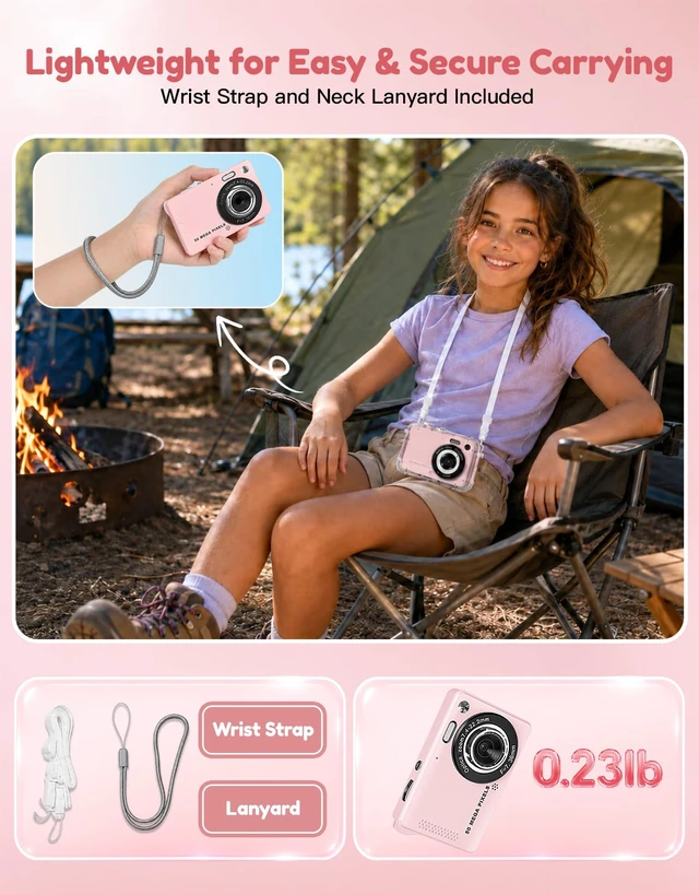 Alt view image 5 of 7 - Digital Camera,4K Vlogging Underwater Camera,50MP Kids Camera Teens | 4K Digital Camera w/ Waterproof Case, 32 Filters 16X Zoom, Kids Toys for Travel, Christmas Gift for 5-16 Year Old Girls Teens