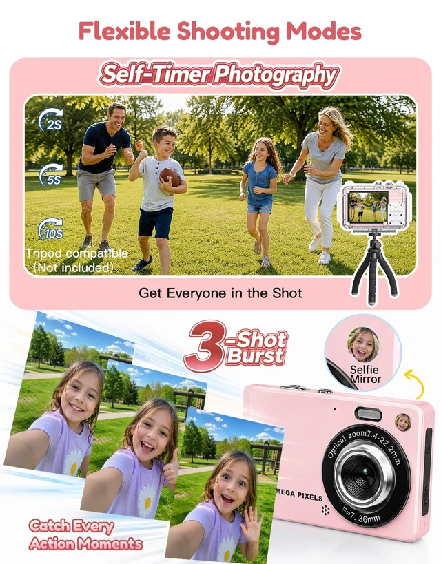 Alt view image 6 of 7 - Digital Camera,4K Vlogging Underwater Camera,50MP Kids Camera Teens | 4K Digital Camera w/ Waterproof Case, 32 Filters 16X Zoom, Kids Toys for Travel, Christmas Gift for 5-16 Year Old Girls Teens