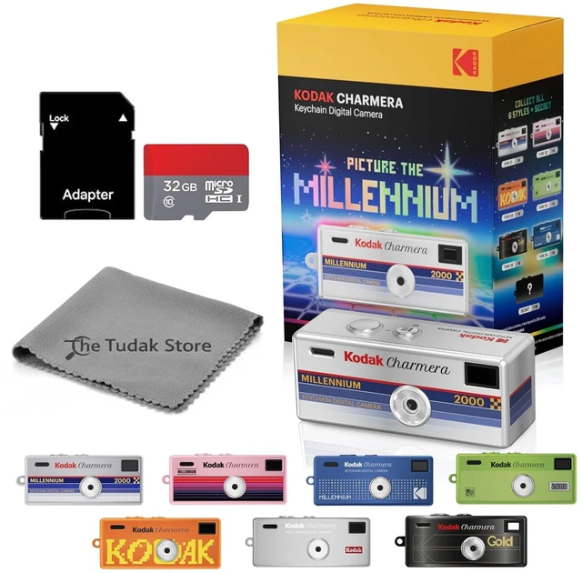 Main image of Kodak Charmera Keychain Digital Camera Blind Box, Millennium, Single Box 1PC Bundled with Tudak Store Microfiber Cloth, 32GB MicroSD Card & Adapter 1.6MP Digicam, Video, Gift for Teens & Adults