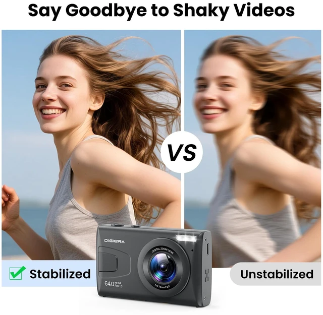 Alt view image 3 of 7 - Upgraded C2D 4K Digital Camera, 64MP Autofocus Video 18X Zoom 2.8" LCD Screen Vlog Camera for YouTube, 32GB SD Card USB 2.0 Recharging Li Battery Anti-Shake Compact Camera for Party Beginners, Black