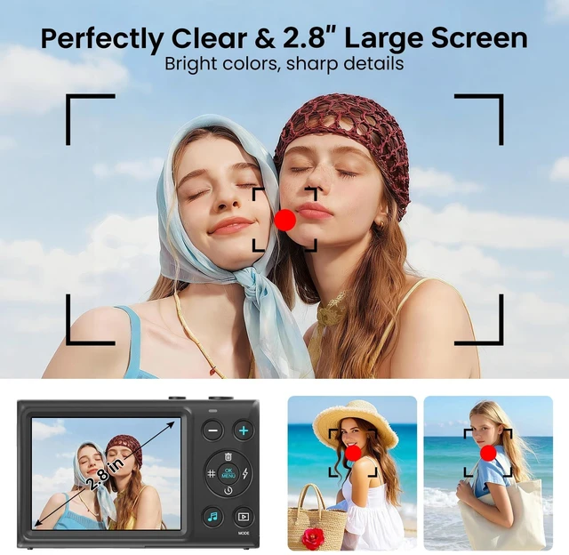 Alt view image 4 of 7 - Upgraded C2D 4K Digital Camera, 64MP Autofocus Video 18X Zoom 2.8" LCD Screen Vlog Camera for YouTube, 32GB SD Card USB 2.0 Recharging Li Battery Anti-Shake Compact Camera for Party Beginners, Black