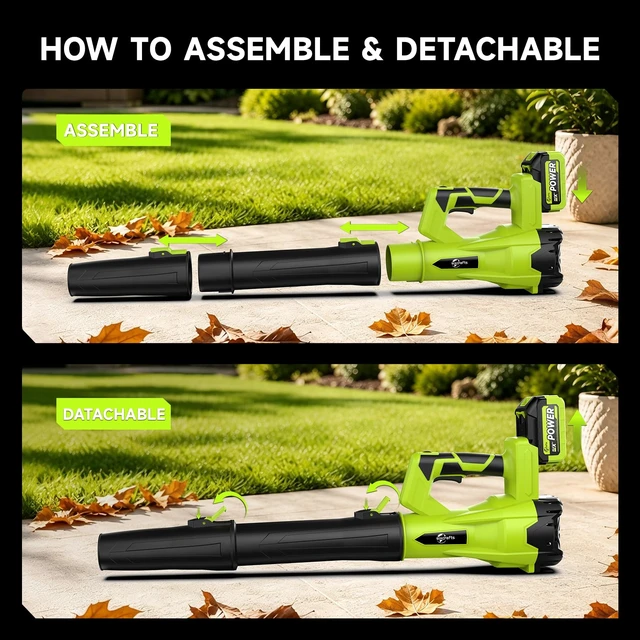 Alt view image 6 of 7 - SIXCRAFTS Leaf Blower Cordless with 4.0Ah Battery and Charger, 420CFM Electric Blower with 6-Speed, 21V Lightweight Handheld for Lawn Yard Patio Leaves Dust Snow