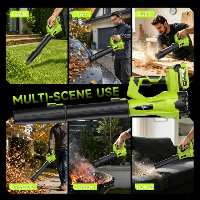 Alt view image 7 of 7 - SIXCRAFTS Leaf Blower Cordless with 4.0Ah Battery and Charger, 420CFM Electric Blower with 6-Speed, 21V Lightweight Handheld for Lawn Yard Patio Leaves Dust Snow