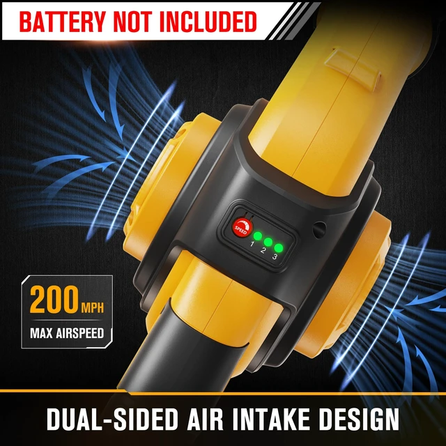 Alt view image 4 of 7 - HEINPRO Cordless Leaf Blower Compatible with Dewalt 20V Max Battery | 200MPH Small Electric Leaf Blower, 3 Speeds Mode, Lightweight, Battery Powered Leaf Blowers for Patio (Battery not Included)