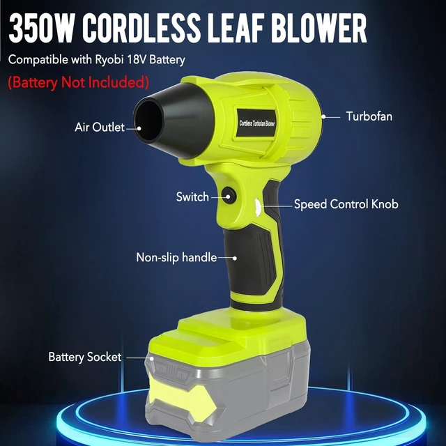 Alt view image 3 of 7 - 2026 Cordless Leaf Blower Brushless for Ryobi 18V Battery, Variable Speed Mini Leaf Blower Handheld Electric with 5 Attachments for Small Areas Precision Cleaning (No Battery)