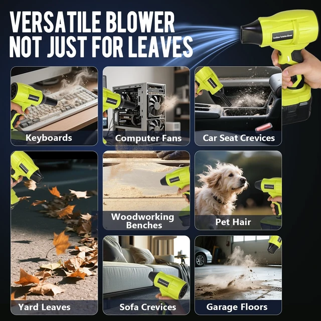 Alt view image 7 of 7 - 2026 Cordless Leaf Blower Brushless for Ryobi 18V Battery, Variable Speed Mini Leaf Blower Handheld Electric with 5 Attachments for Small Areas Precision Cleaning (No Battery)