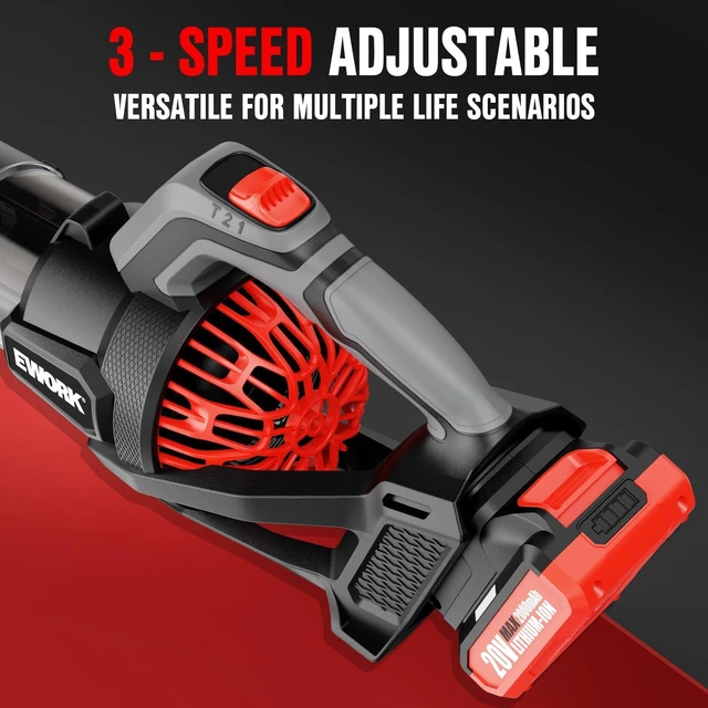 Alt view image 4 of 7 - EWORK Leaf Blower, Leaf Blower Cordless with 2×2.0Ah Batteries and Charger | 20V Electric Leaf Blower, 3 Speed Modes, 550CFM150MPH, Lightweight Handheld Blowers for Lawn Care, Patio, Yard Cleaning