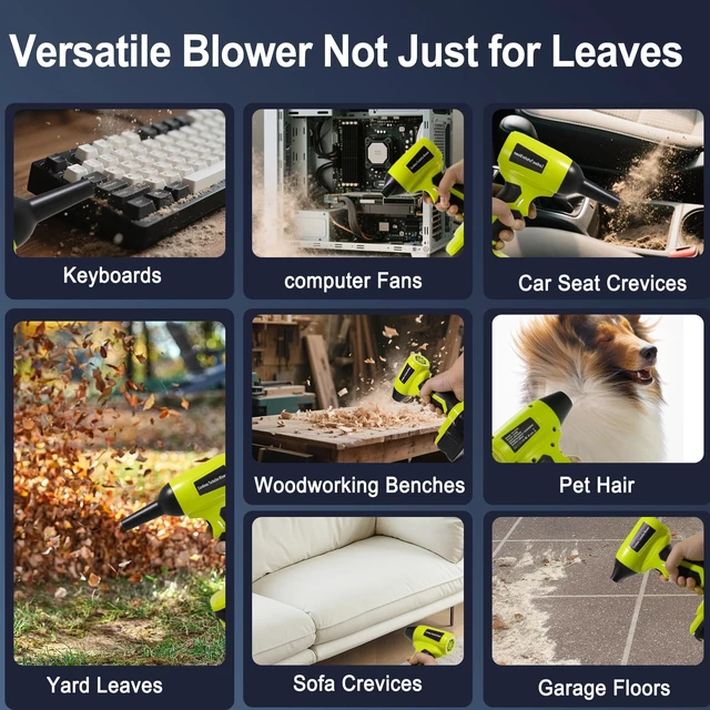 Alt view image 7 of 7 - 2026 Brushless Leaf Blower Cordless for Ryobi 18V Battery, Lightweight Electric Handheld Mini Blowers with 5 Attachments, Stepless Speed for Short, Quick Precision Cleanup(No Battery)