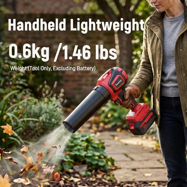 Alt view image 5 of 7 - TeraTek Cordless Leaf Blower, Blow & Vacuum, Handheld Compact Small | 2X 21V 4.0Ah Batteries & 2 Nozzles with Storage Box, for Yard Lawn Care, Snow Removal, Water Drying, Dust Cleaning