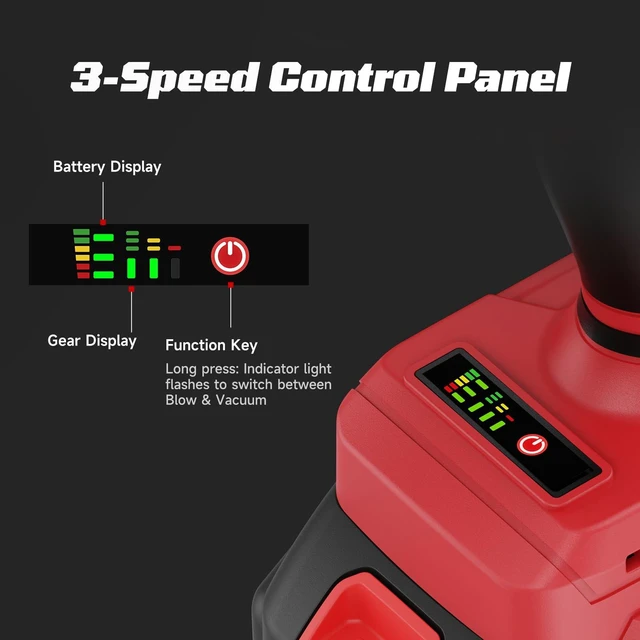 Alt view image 7 of 7 - TeraTek Cordless Leaf Blower, Blow & Vacuum, Handheld Compact Small | 2X 21V 4.0Ah Batteries & 2 Nozzles with Storage Box, for Yard Lawn Care, Snow Removal, Water Drying, Dust Cleaning