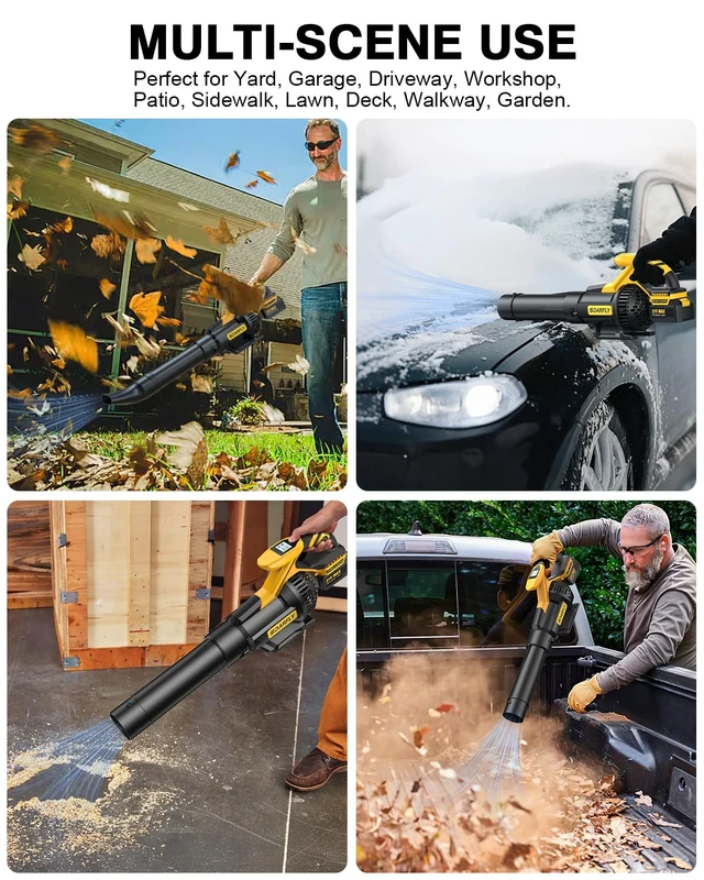 Alt view image 6 of 7 - SOARFLY Leaf Blower Cordless, 650 CFM Airflow Electric Leaf Blowers with 2×4.0Ah Batteries and Charger, LCD Display, 3 Speed Modes, Powerful Snow Blowers for Lawn Care, Patio, Dust, Blowing Leaves