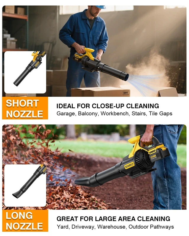 Alt view image 7 of 7 - SOARFLY Leaf Blower Cordless, 650 CFM Airflow Electric Leaf Blowers with 2×4.0Ah Batteries and Charger, LCD Display, 3 Speed Modes, Powerful Snow Blowers for Lawn Care, Patio, Dust, Blowing Leaves