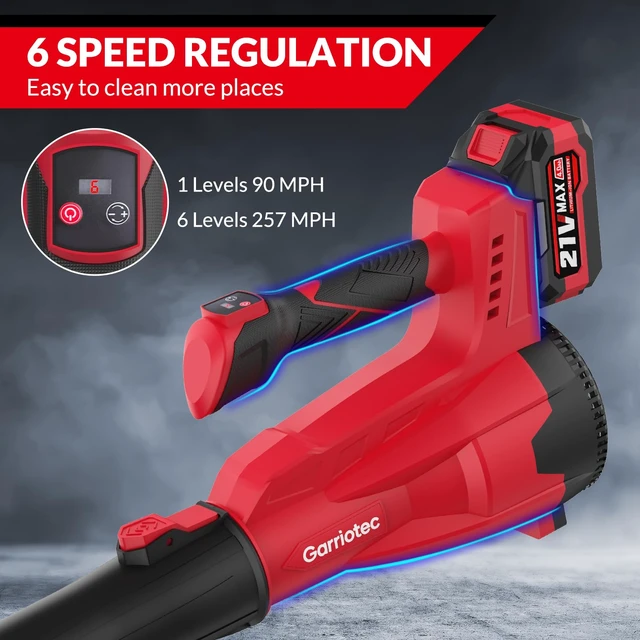 Alt view image 3 of 7 - Leaf Blower, Cordless Electric Leaf Blower with 2 Batteries and Charger, 6-Speed Regulation, Lightweight Cordless Blower for Blowing Leaves, Patio Cleaning, and Lawn Care and Dust Removal