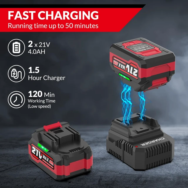 Alt view image 4 of 7 - Leaf Blower, Cordless Electric Leaf Blower with 2 Batteries and Charger, 6-Speed Regulation, Lightweight Cordless Blower for Blowing Leaves, Patio Cleaning, and Lawn Care and Dust Removal