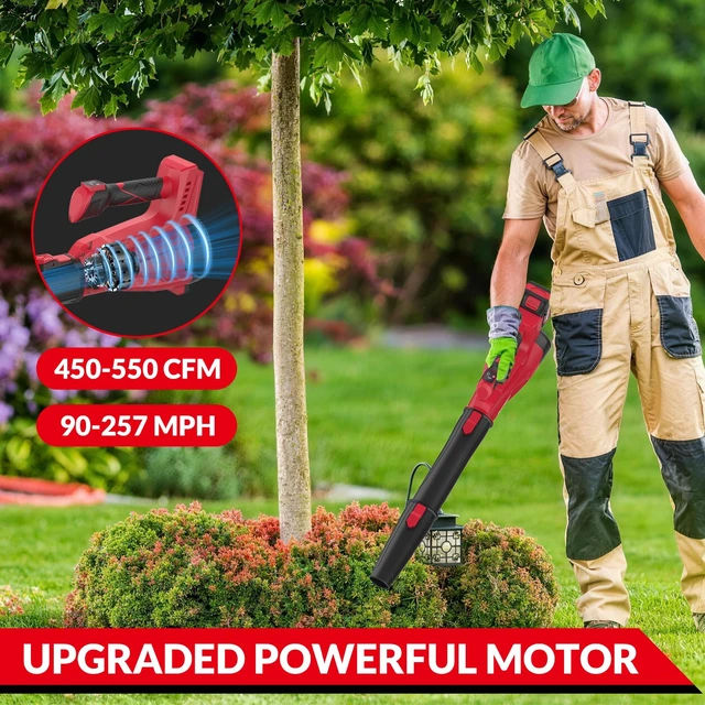 Alt view image 5 of 7 - Leaf Blower, Cordless Electric Leaf Blower with 2 Batteries and Charger, 6-Speed Regulation, Lightweight Cordless Blower for Blowing Leaves, Patio Cleaning, and Lawn Care and Dust Removal