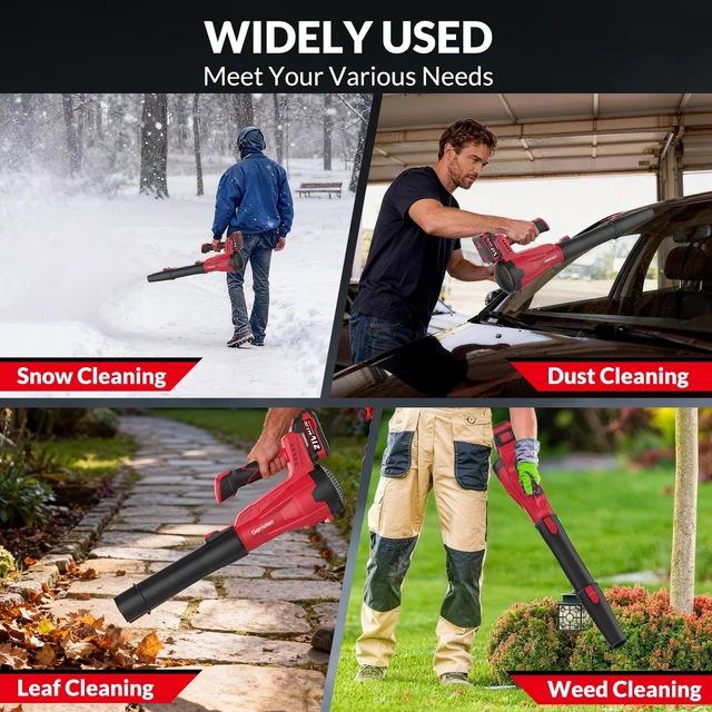 Alt view image 7 of 7 - Leaf Blower, Cordless Electric Leaf Blower with 2 Batteries and Charger, 6-Speed Regulation, Lightweight Cordless Blower for Blowing Leaves, Patio Cleaning, and Lawn Care and Dust Removal
