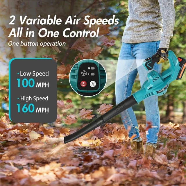 Alt view image 3 of 7 - RAXONE Leaf Blower Cordless, 20V 160 MPH Electric Leaf Blower | 2-Speed Handheld Blower/Grass Blower with 2.0Ah Battery & Charge, Lightweight, Ideal for Leaves, Dust & Snow on Yard/Patio