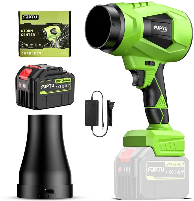 Main image of Leaf Blower Cordless 1000,000 RPM Handheld Lightweight Patio Cleaning Turbo Jet Blower Set Adjustable and Lockable Wind Speed Design with Battery and Charger Blowing Leaves and Dust Car Dryer(Green)
