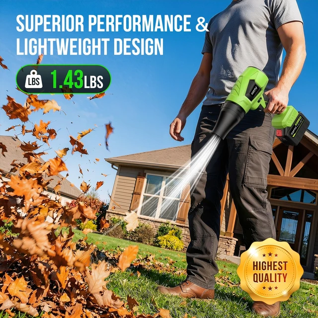 Alt view image 5 of 7 - Leaf Blower Cordless 1000,000 RPM Handheld Lightweight Patio Cleaning Turbo Jet Blower Set Adjustable and Lockable Wind Speed Design with Battery and Charger Blowing Leaves and Dust Car Dryer(Green)