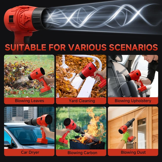 Alt view image 4 of 7 - Electric Leaf Blower Cordless for Milwaukee M18 Battery (No Battery) | Portable Leaf Blowers for Lawn Care Blowing Leaves and Dust; Battery-Powered Handheld Leaf Blower; Mini Jobsite Blower