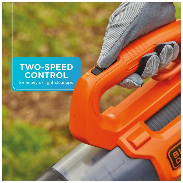 Alt view image 4 of 7 - BLACK + DECKER Electric Leaf Blower, Hand Held Blowers for Lawn Care, Up to 450 CFM and 140 MPH Power, Axial, Lightweight, Corded (BEBL750)