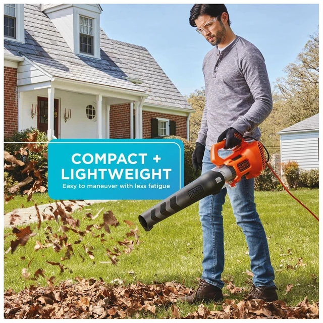 Alt view image 5 of 7 - BLACK + DECKER Electric Leaf Blower, Hand Held Blowers for Lawn Care, Up to 450 CFM and 140 MPH Power, Axial, Lightweight, Corded (BEBL750)