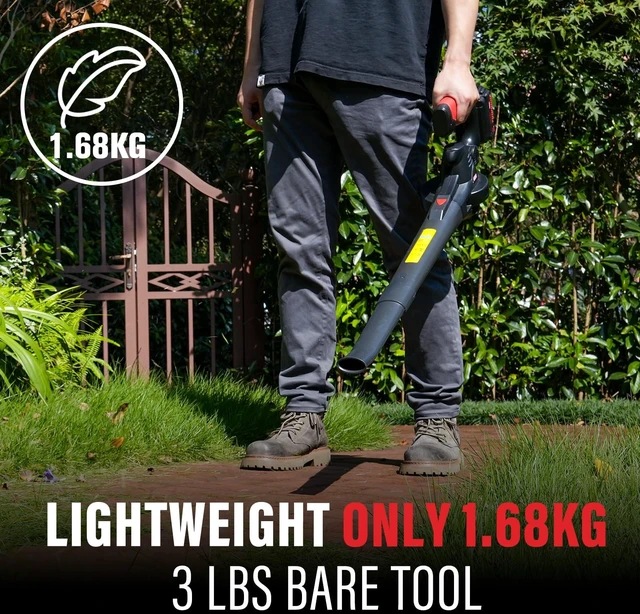 Alt view image 5 of 7 - MZK 20V Cordless Leaf Blower, Lightweight Electric Blower, Wine Red | Includes 2 x 4.0Ah batteries and charger for leaves, patio cleanup, dust, lawn care, and yard work.