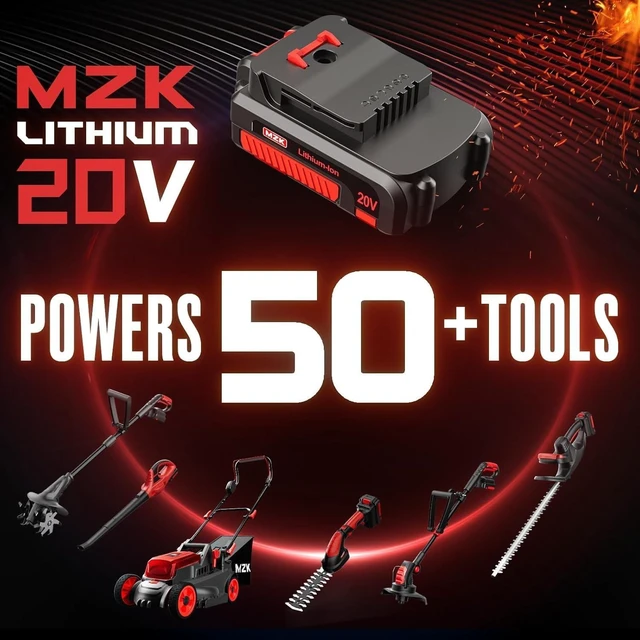 Alt view image 7 of 7 - MZK 20V Cordless Leaf Blower, Lightweight Electric Blower, Wine Red | Includes 2 x 4.0Ah batteries and charger for leaves, patio cleanup, dust, lawn care, and yard work.
