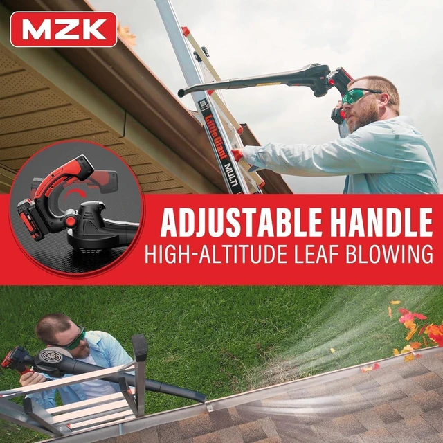 Alt view image 6 of 7 - MZK 20V Cordless Leaf Blower, Lightweight Electric Blower, Wine Red | Includes 2 x 4.0Ah batteries and charger for leaves, patio cleanup, dust, lawn care, and yard work.