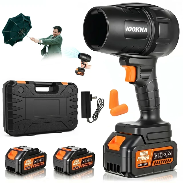 Main image of Cordless Leaf Blower, Handheld Blower with 2 x 4.0Ah Battery - Orange | 990,000 RPM Turbo Jet Blower, Lightweight Electric Leaf Blower for Lawn, Patio, Yard, Garden Care