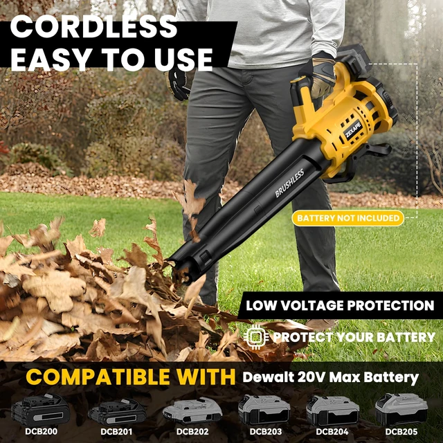 Alt view image 3 of 7 - ZEXAPE Cordless Leaf Blower for Dewalt Battery, 480 CFM Electric Blower with Brushless Motor, 6 Variable Speed Up to 130MPH, Digital Display Control Handheld Blower for Lawn Care, Yard(No Battery)