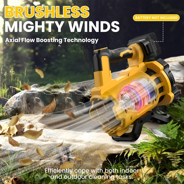 Alt view image 4 of 7 - ZEXAPE Cordless Leaf Blower for Dewalt Battery, 480 CFM Electric Blower with Brushless Motor, 6 Variable Speed Up to 130MPH, Digital Display Control Handheld Blower for Lawn Care, Yard(No Battery)