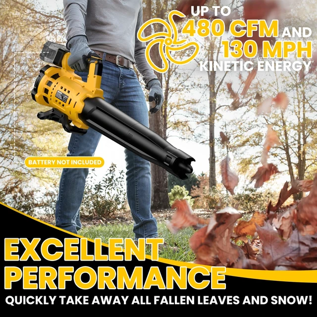 Alt view image 5 of 7 - ZEXAPE Cordless Leaf Blower for Dewalt Battery, 480 CFM Electric Blower with Brushless Motor, 6 Variable Speed Up to 130MPH, Digital Display Control Handheld Blower for Lawn Care, Yard(No Battery)